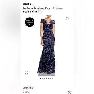 Eliza J Midnight Blue Lace Evening Dress